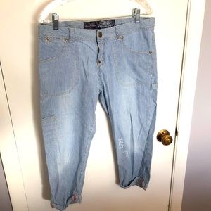 Pinned stripped cargo capris